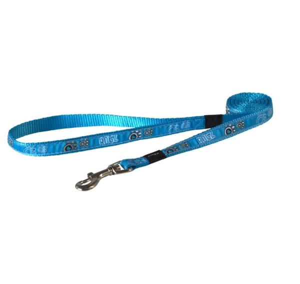 Fancy dress medium 16mm skoter fast hundledning, turkos tassdesign, Rogz