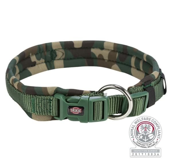 Premium krave, ekstra bred neopren polstring, XS–S: 27–35 cm/10 mm, camouflage/fo