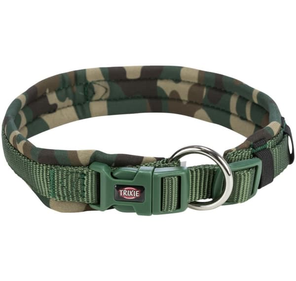 Premiumkrage, extra bred neoprenstoppning, M–L: 42–48 cm/20 mm, kamouflage/grön