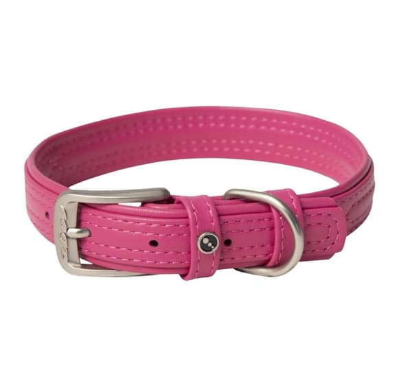 Læder 20 mm pind spænde hundehalsbånd, pink