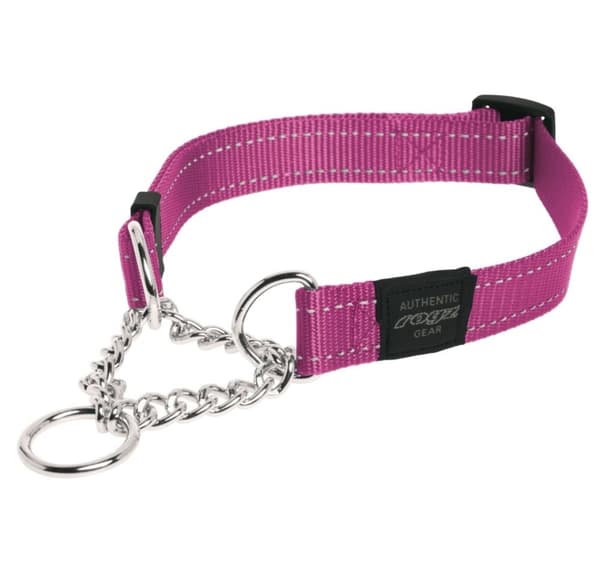 Utility ekstra stor 25 mm tømmerhugger lydighet halvsjekket hundehalsbånd, rosa refleks, Rogz