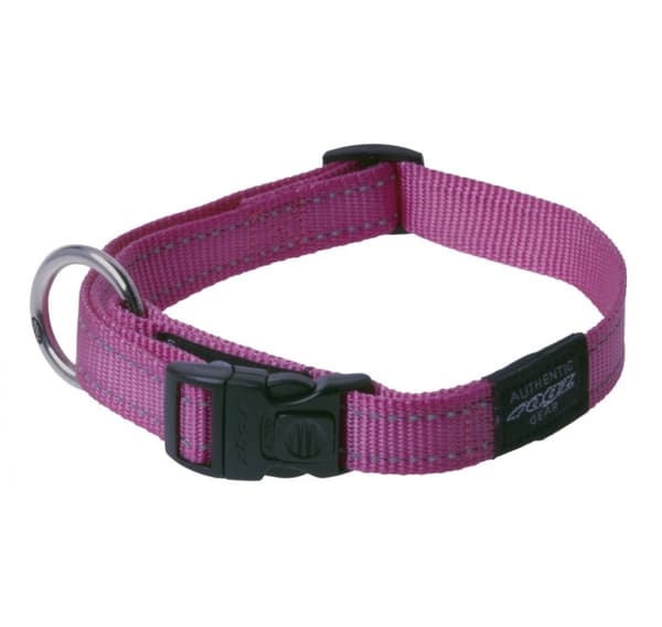 Utility ekstra stort 25 mm tømmerhogger hundehalsbånd, rosa refleks