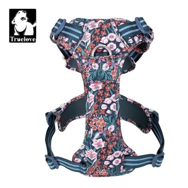 Kæledyrsele til hunde, justerbar vest, blomstret mønster, NavyBlazer, S