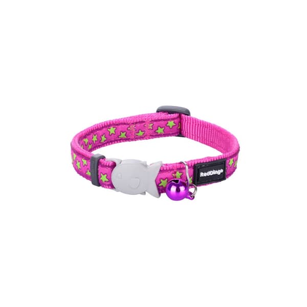 Hundhalsband Red Dingo STYLE STARS LIME ON HOT PINK 31-47 cm