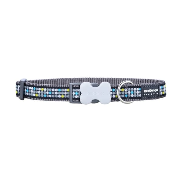Hundhalsband Red Dingo STYLE MODERN ON COOL GREY 31-47 cm