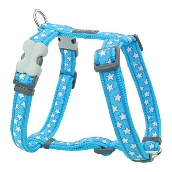 RÖD DINGO JUSTERBAR SELE FÖR HUND BLÅ STJÄRNOR VIT 30-42 CM -12 MM