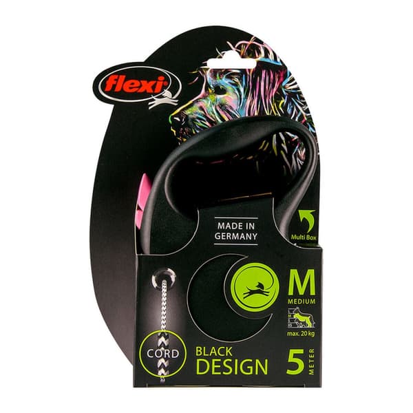 Hundebly Flexi BLACK DESIGN 5 m Pink Størrelse S