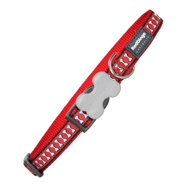 Hundhalsband Red Dingo Reflekterande Ben Röd 31-47 cm