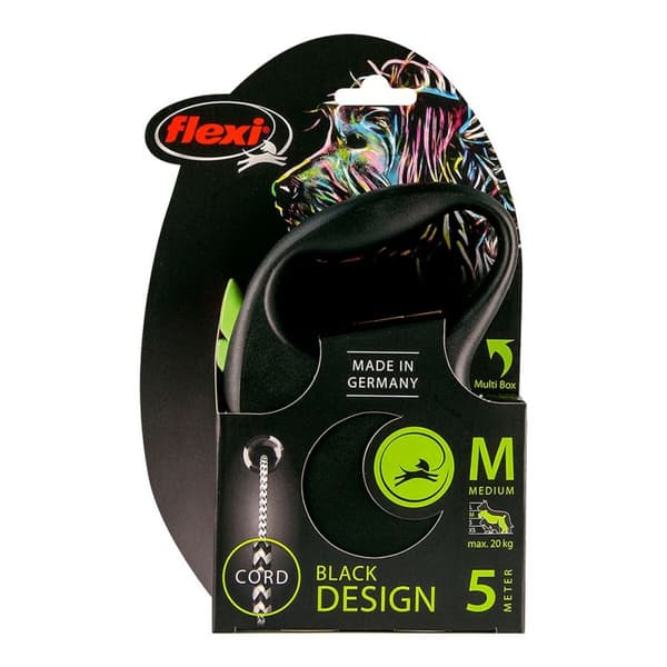 DoHundkoppel Flexi BLACK DESIGN 5 m Storlek M Grön