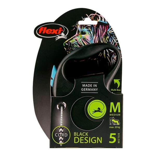 Hundeleder Flexi BLACK DESIGN 5 m Blå Størrelse M