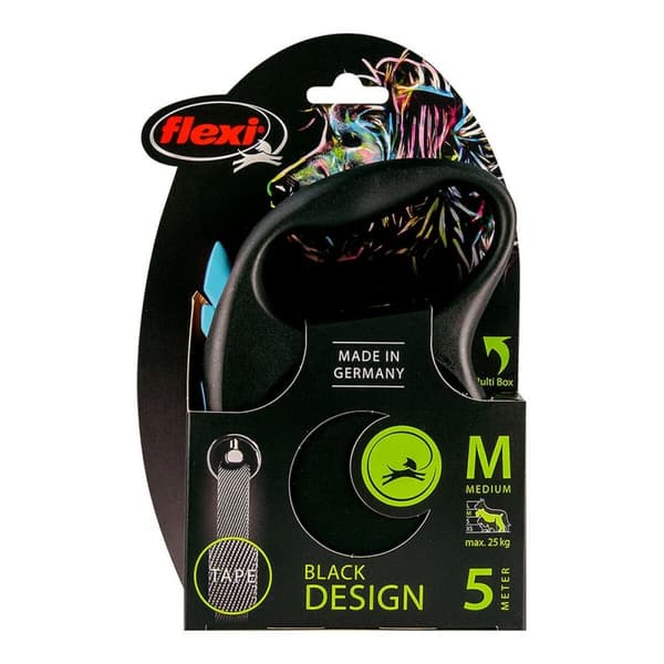 DoHundkoppel Flexi BLACK DESIGN 5 m Blå Storlek M