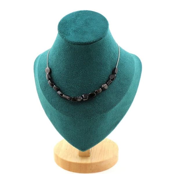 Stenar och mineraler. Halsband 15 Hypersthene pärlor från Egypten. Rostfri kedja Halsband för kvinnor, män. Anpassad storlek