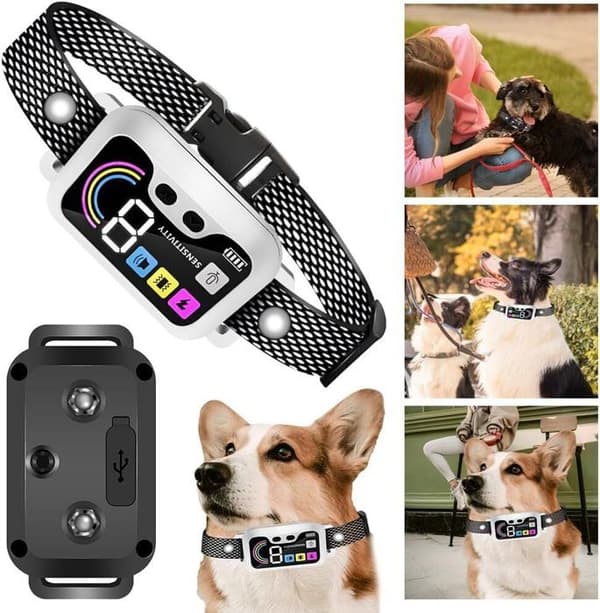 Anti Bark Halsband för hundar - Anti Bark Träningshalsband - Vit, vattentätt, uppladdningsbart - för stora små hundar