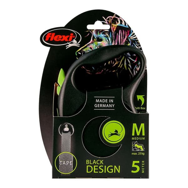 DoHundkoppel Flexi BLACK DESIGN 5 m Storlek M Grön