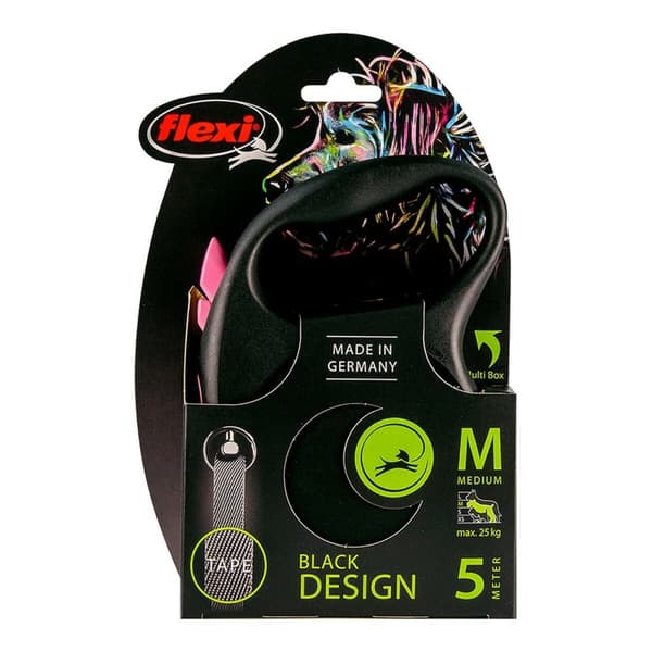 DoHundkoppel Flexi BLACK DESIGN 5 m Rosa Storlek M