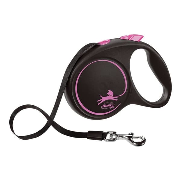 DoHundkoppel Flexi BLACK DESIGN 5 m Rosa Storlek M
