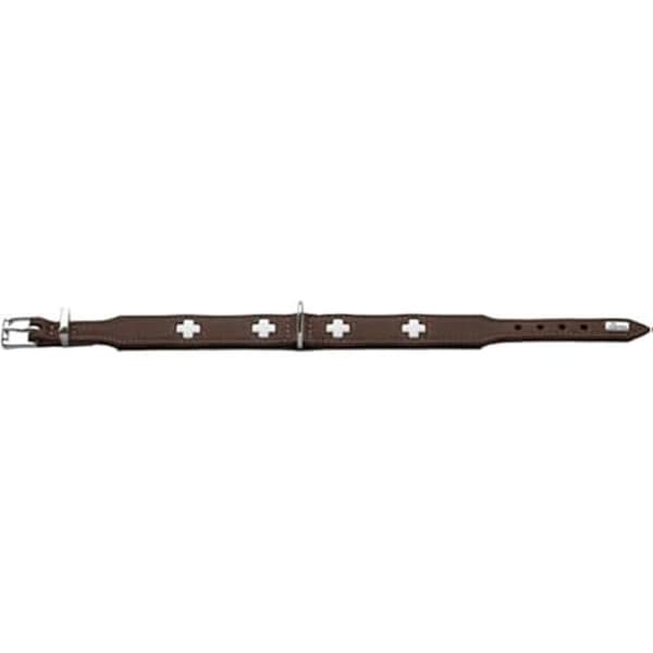 Hundhalsband - HUNTER - Schweizisk modell - 38-43,5 cm - Brun/Svart - Rostfritt stål