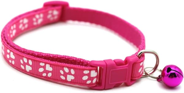 Cool katthalsband, tasstryck Pet Patch krage Söt Breakaway katthalsband med klocka för katt Hund Kattunge Dekorationspresent, Rose Red