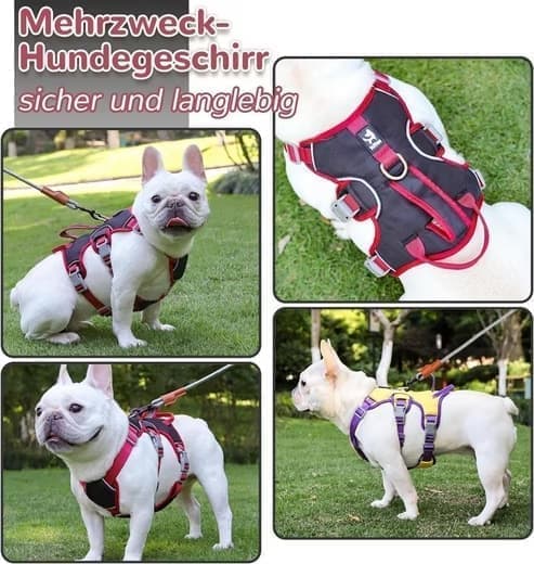 Justerbar træksele til hundesele – sort, pink, gul s/m/l