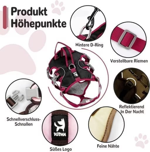 Justerbar Dragsele För Hund Sele – Svart, Rosa, Gul S/M/L