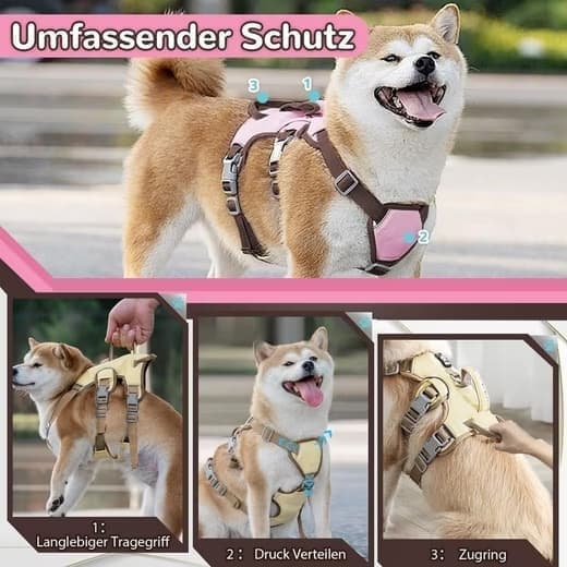 Justerbar Dragsele För Hund Sele – Svart, Rosa, Gul S/M/L