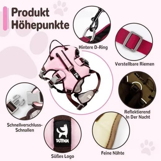 Justerbar Dragsele För Hund Sele – Svart, Rosa, Gul S/M/L