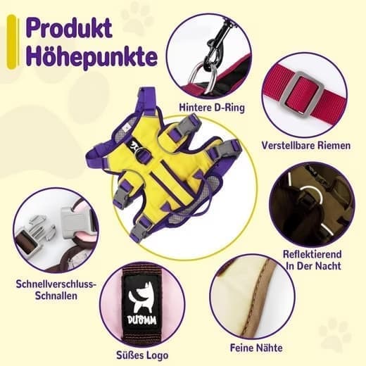 Justerbar Dragsele För Hund Sele – Svart, Rosa, Gul S/M/L