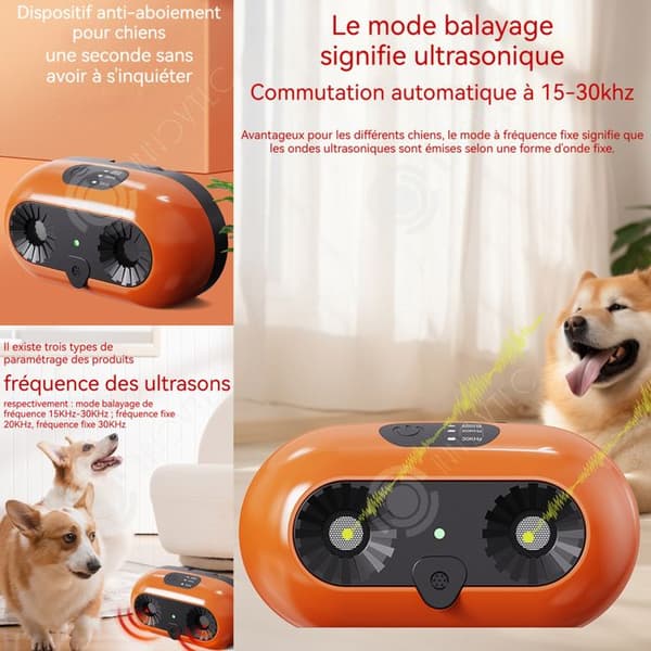 INN Anti Aboiem 116x37.5x60mm1200mah justerbar på 3 hastigheder 15-30khz intelligent ultralyds anti-gøen enhed med lys