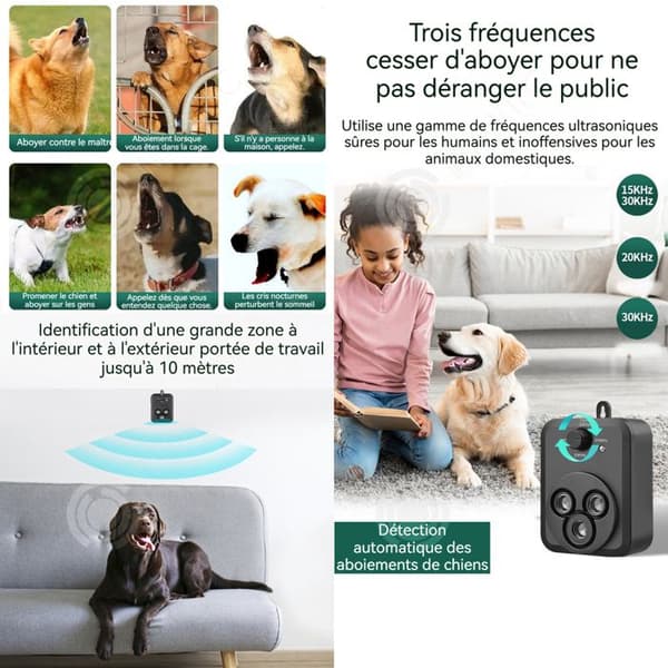 INN Anti-skällhund ultraljud 15-30khz Typ-C intelligent bärbar anti-skäll enhet anti-skäll hundar