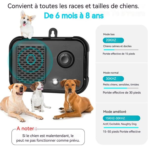 INN Anti Bark Dog 30khz IPX6 2000mAh vattentät ultraljudsbarkstoppare med 3 ultraljudslägen effektiv räckvidd