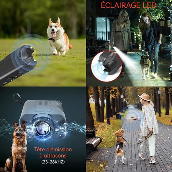 INN Anti Bark Dog Ultrasonic 450mah 20khz-28khz effektivt avstånd 82 fot antibarkenhet med LED-ficklampa