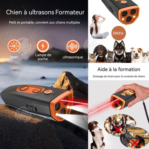 INN Anti-bark hund ultraljud 3 i 1 450mah typ-c 3 anti-bark hastigheter innehåller en laser och ficklampa och ultraljud