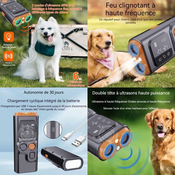 INN Anti-bark hund ultraljud LED-skärm 800mah 3 hastighetsjustering USB anti-bark med laser och ficklampa och ultraljud