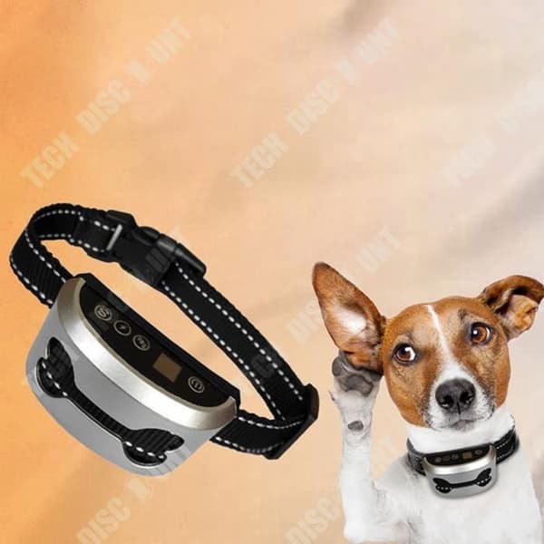 TD® uppladdningsbart hundhalsband mot skäll, träningshalsband, säkert och effektivt för husdjur, silverfärgad LCD-skärm