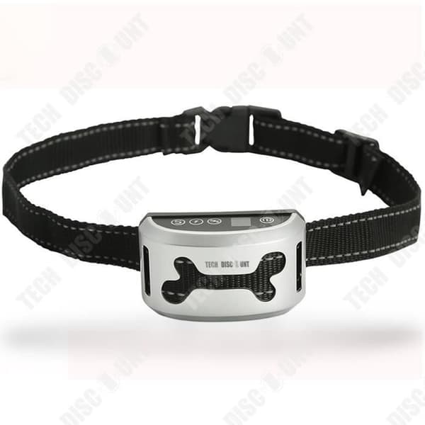 TD® uppladdningsbart hundhalsband mot skäll, träningshalsband, säkert och effektivt för husdjur, silverfärgad LCD-skärm