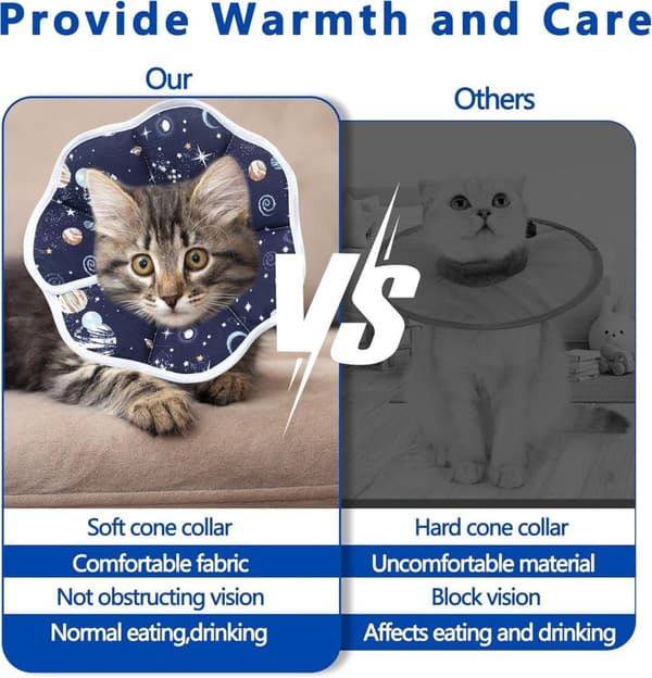 Beskyttelseshalsbånd til katte, velegnet til katte og små hunde, justerbart halshalsbånd til katte
