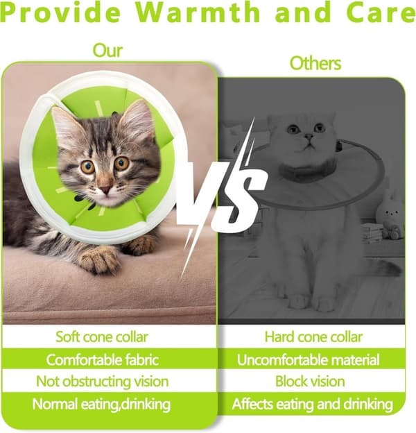 Beskyttelseshalsbånd til katte, velegnet til katte og små hunde, justerbart halshalsbånd til katte