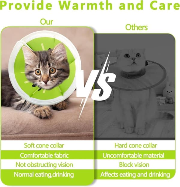 Beskyttelseshalsbånd til katte, velegnet til katte og små hunde, justerbart halshalsbånd til katte