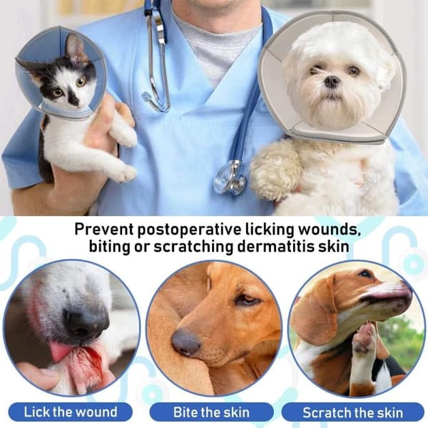 Mjuk Justerbar Pet Cone Krage, Efter Operation, Anti-Lick, Synvänlig