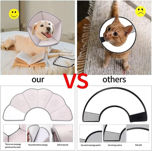 Mjuk Justerbar Pet Cone Krage, Efter Operation, Anti-Lick, Synvänlig