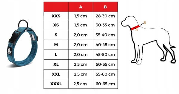 BLÅ Halsbånd til store hunde STRONG TRUELOVE 3XL
