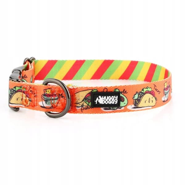 Färgglatt hundhalsband med namn och nummer på en Yorkshire terrier valp HUGGY DOGGY XS
