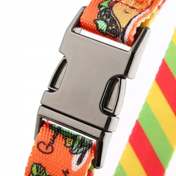 Färgglatt hundhalsband med namn och nummer på en Yorkshire terrier valp HUGGY DOGGY XS