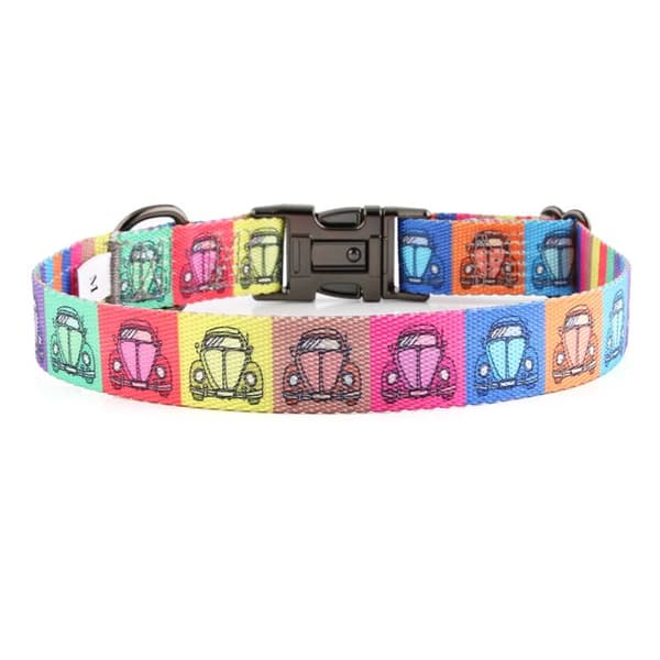Hundhalsband med namn och telefonnummer ljus boxer dalmatiner M