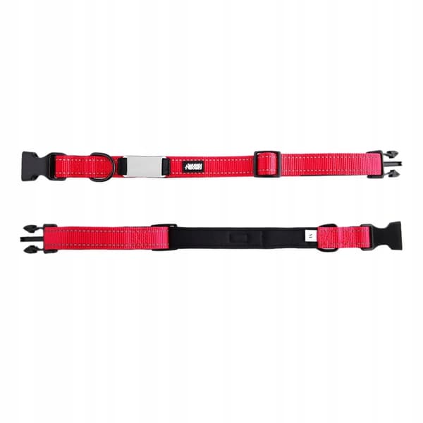 HUGGY DOGGY hundhalsband med namn JUSTERBART reflexmaterial SOLID M