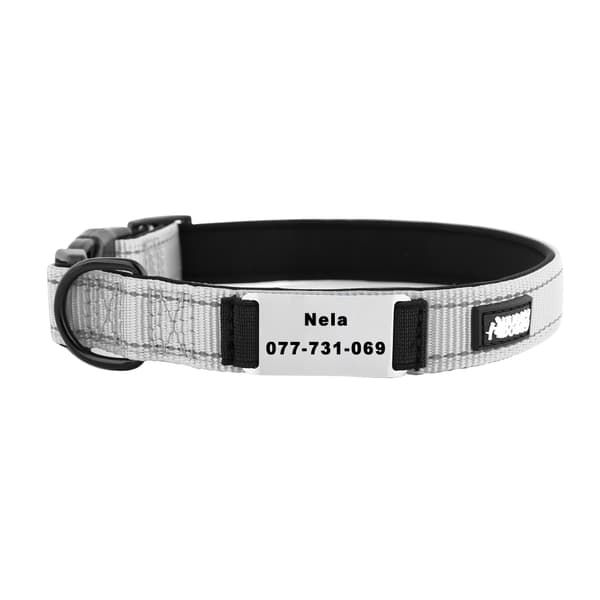 HUGGY DOGGY halsband för valp med gravyr av namn och telefonnummer XS