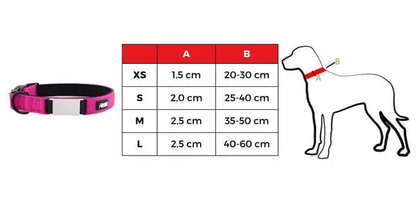 HUGGY DOGGY pinkki koiranpanta kaiverretulla nimellä ja puhelinnumerolla M