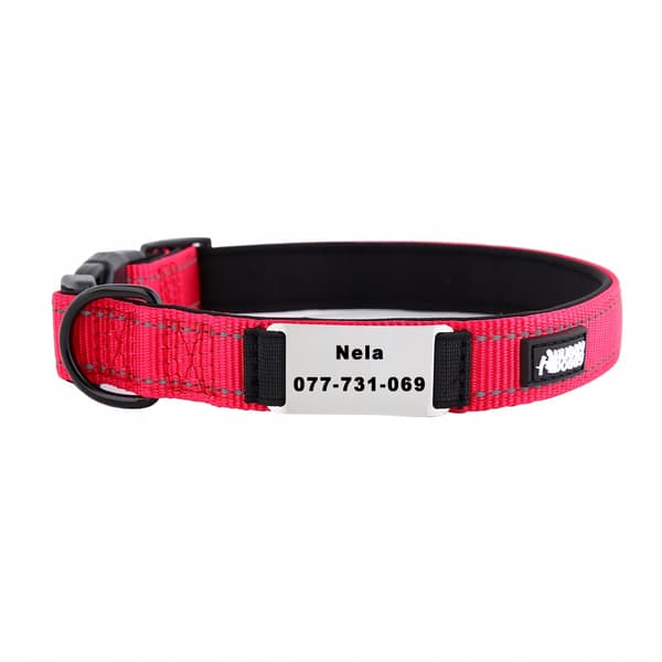 HUGGY DOGGY valphalsband med namn och telefonnummer SOLID XS