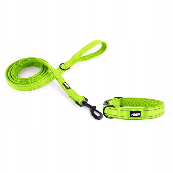 HUGGY DOGGY justerbart halsband för stora hundar REFLEKTIVA spännen SOLID L