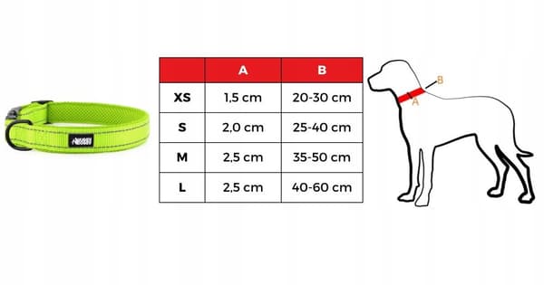 HUGGY DOGGY justerbart halsband för stora hundar REFLEKTIVA spännen SOLID L